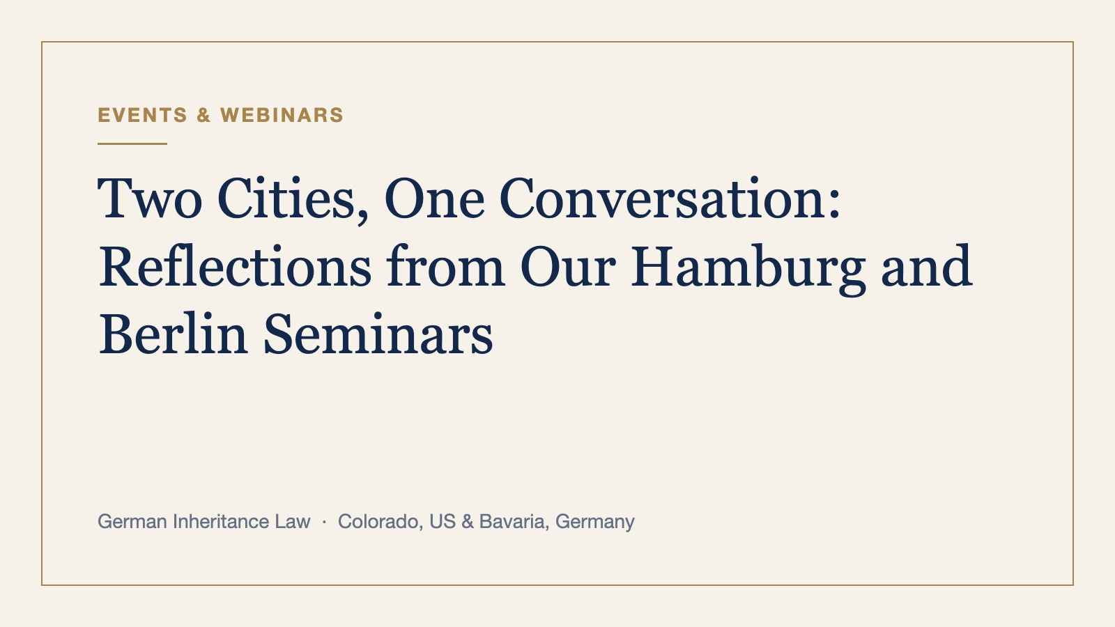 Two Cities, One Conversation: Reflections from Our Hamburg and Berlin Seminars